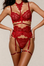 Five-piece women's lingerie set - MOON Red
