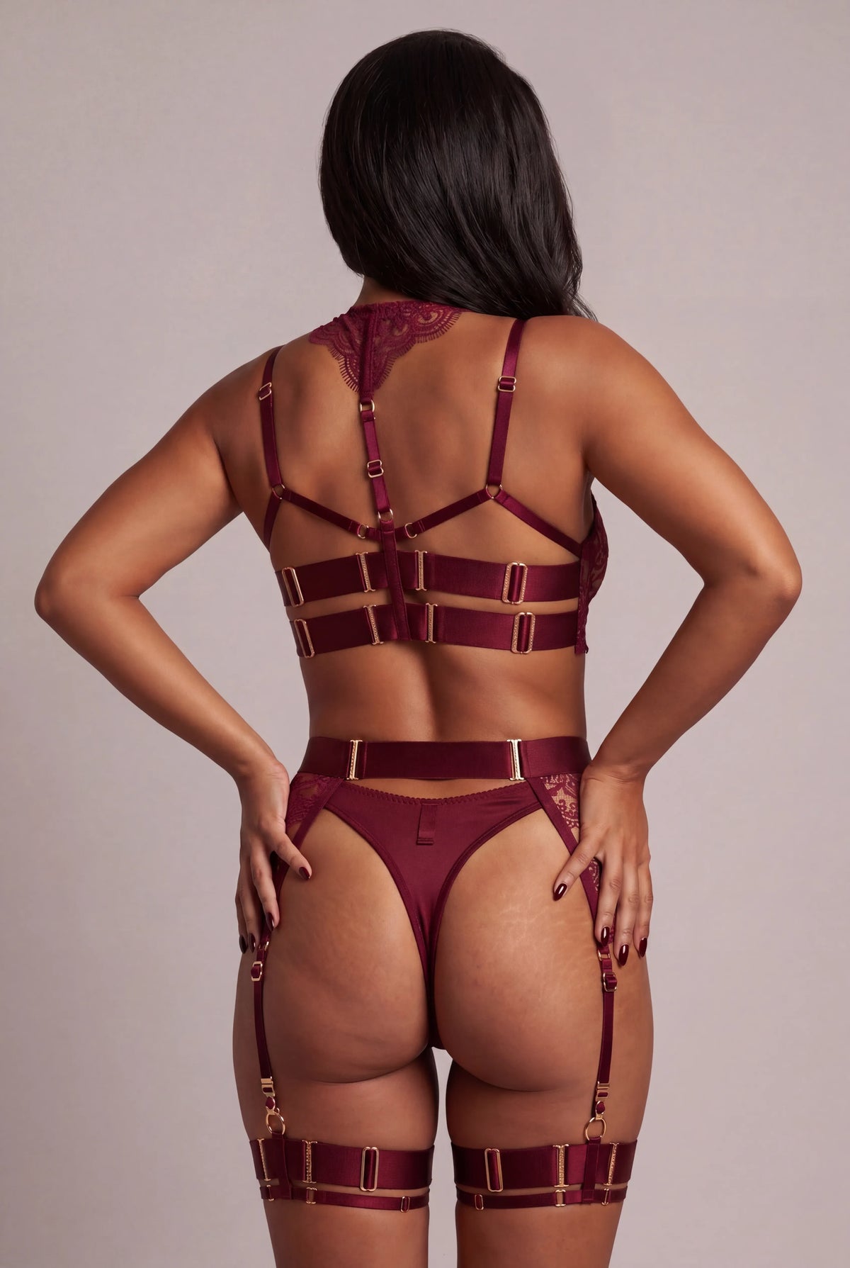 Four-piece lingerie set - KEELY Bordeaux 